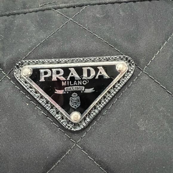 Prada Tessuto Impuntu Shoulder Bag Black Quilted Nylon Chain Leather Strap - Picture 8 of 16
